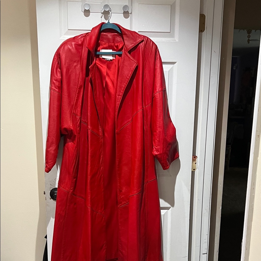 Red Leather Women's Coat